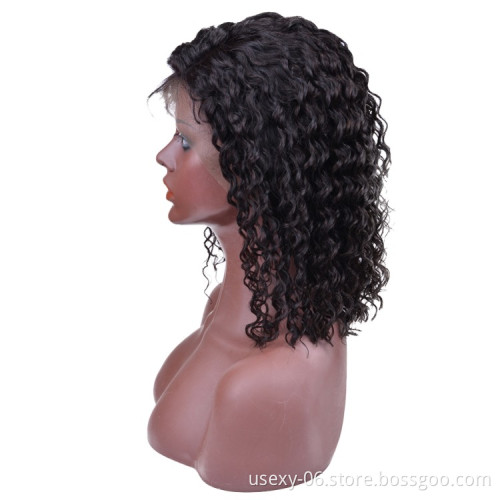 Wholesale Deep Wave Short Bob Lace Frontal Wigs Virgin Brazilian Human Hair Wigs For Black Women